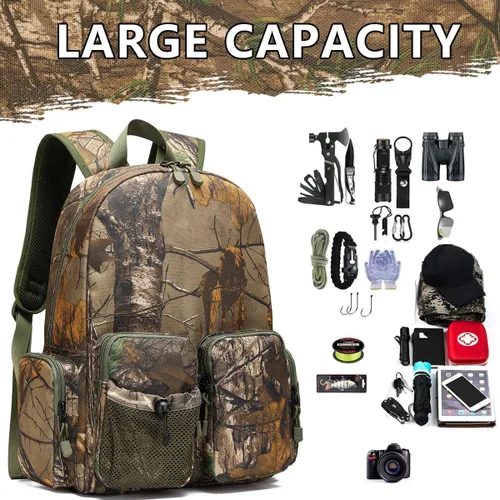 Vista 5 de TIANHAOPUJU - Mochila táctica de camuflaje para adolescentes y hombres, PVC resistente al agua para caza al aire libre, senderismo, pesca, viajes