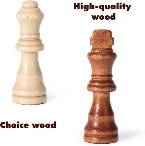 Vista 6 de Solo piezas de ajedrez de madera, 32 piezas de ajedrez de madera Staunton con rey de 3.15 pulgadas, peones de juego de ajedrez para juego de mesa