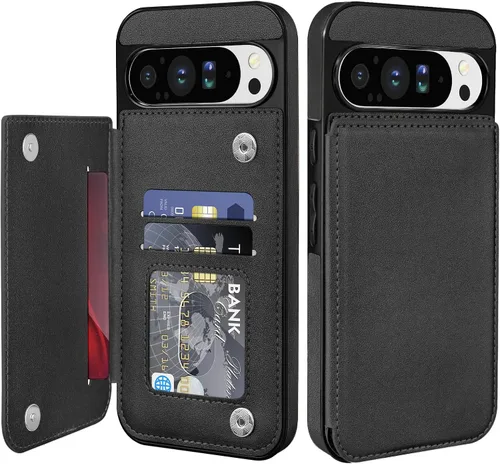 Vista 24 de Bizzib para Google Pixel 6A Funda de cuero tipo cartera con tarjetero, cubierta tipo libro con pata de pie, cierre magnético, funda protectora a
