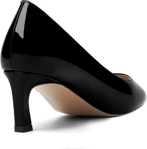 Vista 5 de Vestido de novia para mujer, puntera puntiaguda, patente, sin cordones, tacón bajo, zapatos de tacón bajo de 2.2 pulgadas