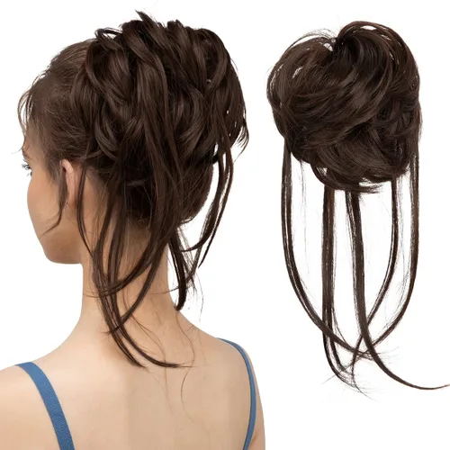 Vista 11 de Extensiones de cabello rizado con cola de caballo, cabello sintético con coleta recta, coleteros para mujer, rubio ceniza/rubio playa