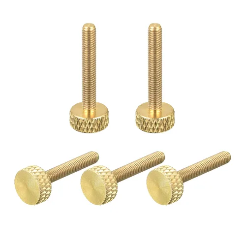 Vista 6 de uxcell 2 tornillos moleteados de latón para pulgar, M3x8mm de agarre plano, perno de sujeción para electrónicos, mecánicos