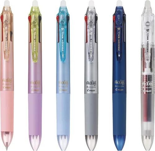 Vista 4 de Pilot Bolígrafo Frixion Ball 4, 0.015 in ultrafino, 4 colores (negro, rojo, azul y verde), cuerpo azul claro de gradación (PLKFB80UF-GRLB)