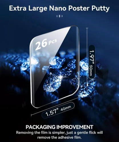 Vista 2 de PHIXBEAR Masilla de montaje extraíble resistente, cinta adhesiva de doble cara para colgar cuadros, cinta adhesiva transparente y resistente, 26