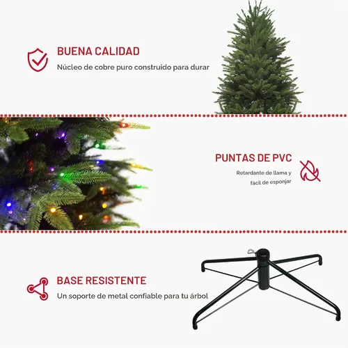 Vista 4 de Árbol de Navidad artificial preiluminado de 7.5 pies con luces Prelit 350 LED