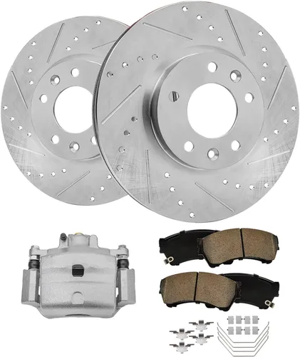 Vista 99 de Detroit Axle - 4 rotores de freno para Chevrolet Cruze 2014 2015 [modelos de motores de gas] Rotores de freno de disco perforados y ranurados