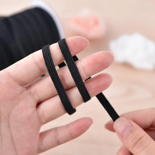 Vista 3 de Coopay Bandas elásticas planas de 40 yardas de largo, 1/2 pulgada de ancho, cuerda elástica plana para coser proyectos de bricolaje, artes y Negro
