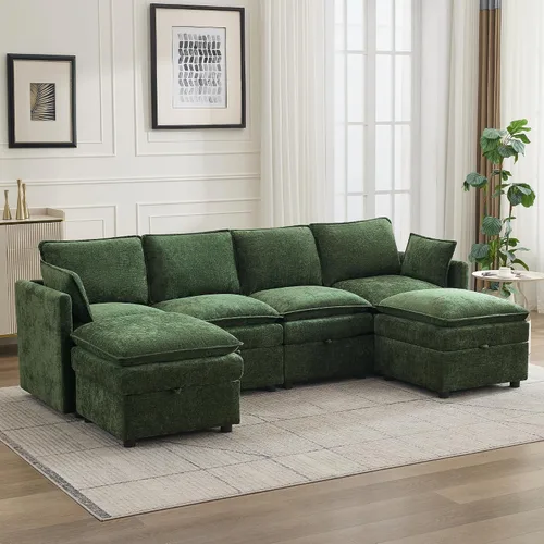 Vista 79 de Otomana cuadrada grande de 27 pulgadas con almacenamiento, reposapiés tapizado moderno con patas antideslizantes para sofá, mesa de café, sala