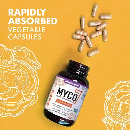 Vista 5 de BlueBonnet Nutrition Myco-7 Mushroom Defense - 7 hongos orgánicos de ciclo completo, para el sistema inmunológico y el bienestar, sin soja, sin
