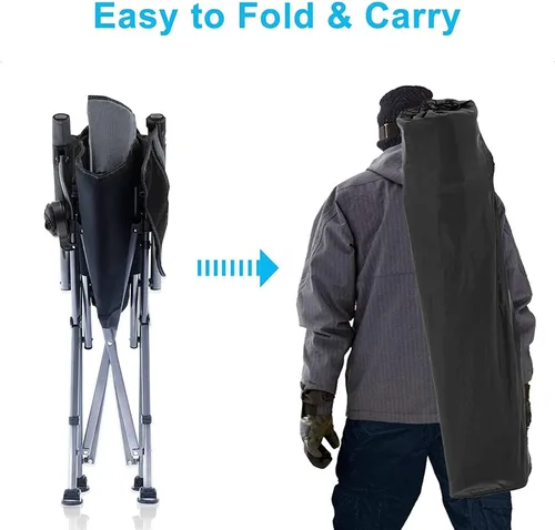 Vista 4 de Silla de camping para adultos, silla de césped plegable portátil para exteriores, silla de campamento resistente con soporte de hasta 330 libras