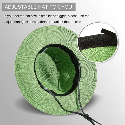 Vista 32 de Lanzom - Sombrero de paja playero para mujer, de ala ancha, plegable, estilo Fedora, UPF50+