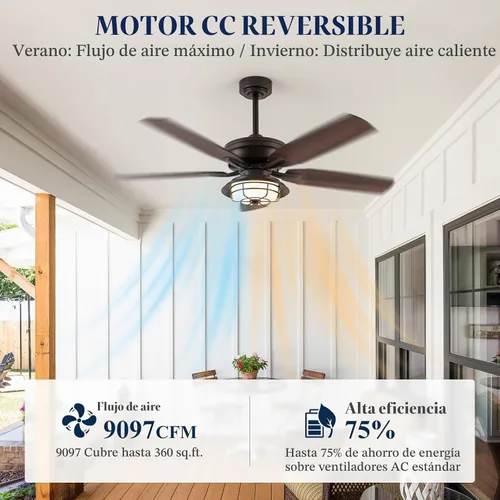Vista 4 de NORFOLK Ventilador de techo impermeable para exteriores de 52 pulgadas