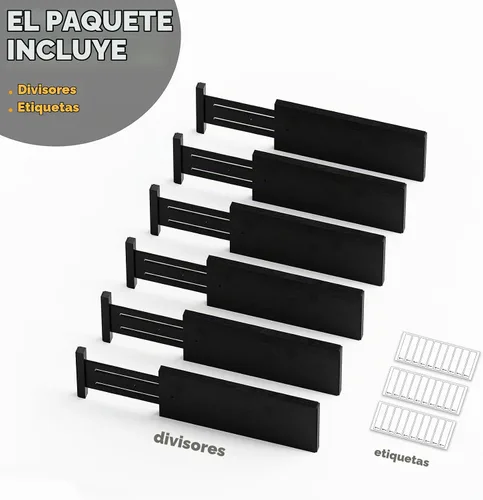 Vista 7 de SpaceAid - Separadores de cajones de bambú para cómoda de 6 piezas, organizadores de cajones ajustables de 4.65" de alto, 12.5"-17" de ancho