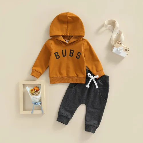 Vista 106 de Ropa de bebé niño 3 6 9 12 18 24M 3T Conjunto de pantalones con capucha patchwork sudadera con capucha pantalones de rayas traje de otoño invierno
