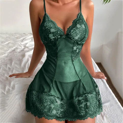 Vista 2 de Sexy Lingerie for Women, Womens Nightwear Sets Mesh Slip Chemise Lace Thong Babydolls Roleplay Hot Exotic Sleepwears