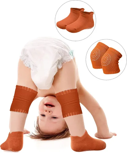 Vista 5 de 10 Pairs Baby Crawling Anti Slip Knee Pads and Anti Slip Baby Socks Set Unisex Toddler Knee Protectors Non Slip Ankle Socks