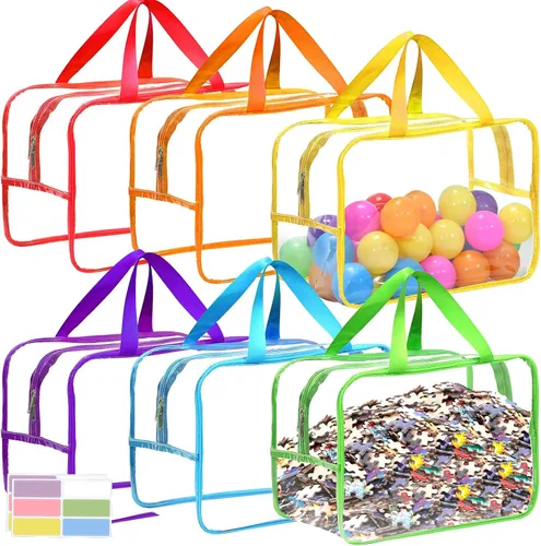 Vista 10 de Bolsas de almacenamiento de juguetes extra grandes de 12.6 x 9.25 x 6.9 pulgadas, 6 paquetes de bolsas organizadoras de juguetes transparentes
