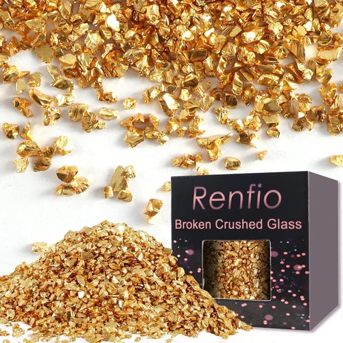 Vista 18 de Renfio Juego de purpurina de vidrio triturado roto de 32 colores, 22.57 onzas, fragmentos de purpurina de 2 a 0.157 in, chips de vidrio metálico