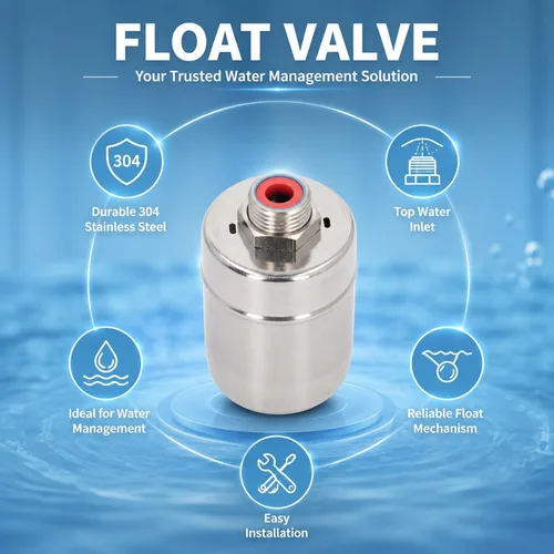 Vista 4 de Float Valve G1 / 2 DN15 Stainless Steel Water Level Control Valve, 304 Material, Top Inlet - Auto Shut Off, Compact Design, Suitable for Water Tanks