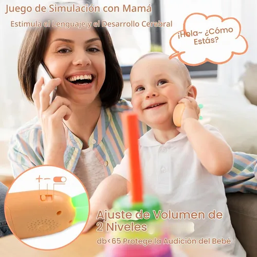Vista 3 de Richgv Regalo de cumpleaños para niña de 1 año, juguete de teléfono celular para bebé, juguetes de aprendizaje sensorial con 12 funciones, juguetes