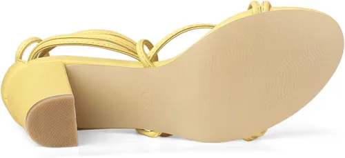 Vista 7 de Allegra K - Sandalias de tacón grueso con tiras delgadas para mujer
