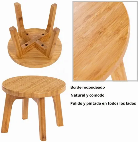 Vista 5 de GOBAM Taburete de bambú de 7.3 pulgadas, taburete resistente para adultos, taburete para niños, taburete de madera portátil para cocina, baño