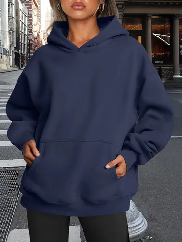 Vista 24 de Trendy Queen - Sudaderas extragrandes con capucha para mujer, suéteres de manga larga, sin botones, de vellón, de otoño, ropa de invierno