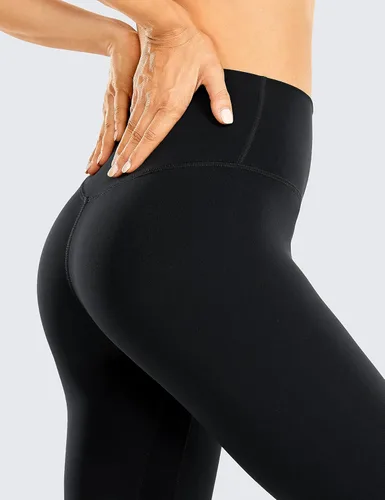 Vista 3 de CRZ YOGA Leggings capri de entrenamiento cepillado para mujer, 21 pulgadas, cintura alta, compresión para gimnasio, control de abdomen, yoga