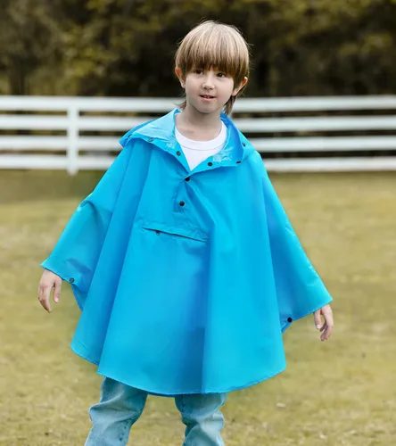 Vista 4 de Chaqueta ligera de poncho de lluvia para niños, impermeable, abrigo impermeable