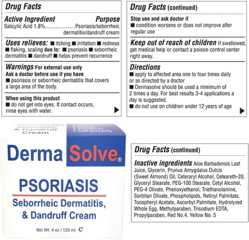 Vista 4 de Dermasolve Crema de tratamiento de psoriasis y dermatitis seborreica, proporciona un alivio intenso para la picazón y la piel escamosa
