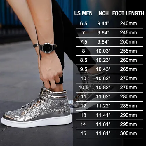 Vista 7 de IGxx Zapatos con purpurina para hombre, zapatillas de deporte con cordones casuales para fiesta intermitente