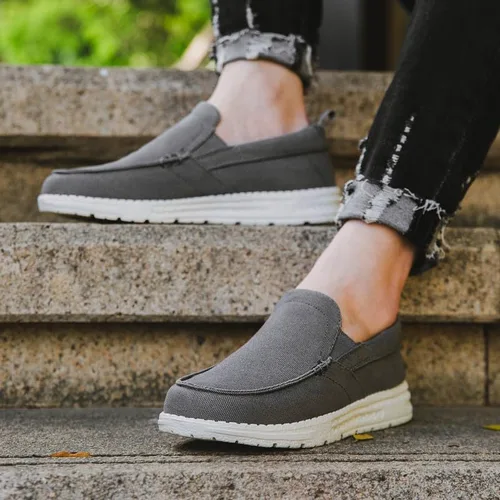 Vista 7 de Vidbiv - Mocasines y zapatos sin cordones para hombre, zapatos de lona anchos y casuales con soporte de arco para caminar, cómodos para el trabajo