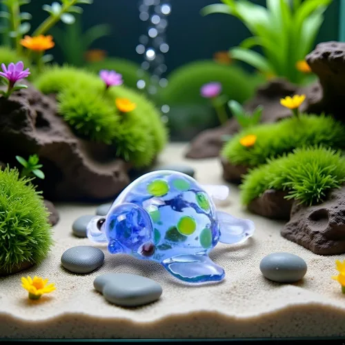 Vista 5 de Figuras de tortuga de vidrio soplado a mano, hecha a mano, mini exquisita estatua de animal, manualidades de vidrio para decoración del hogar