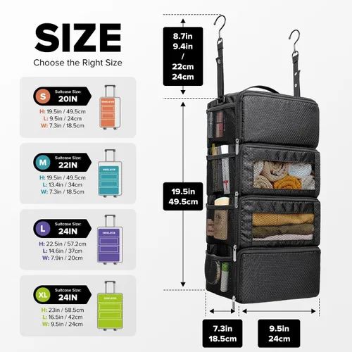 Vista 2 de Organizador de maleta, organizador de equipaje de viaje, estantes colgantes, cubo de embalajeorganizador de viaje portátil plegable para equipaje