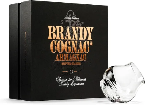 Vista 8 de Vasos pequeños de degustación de brandy, coñac y armagnac de 8 onzas Juego de 4 Snifters profesionales en forma de globo para nariz y beber