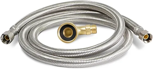 Vista 8 de Highcraft CNCT28772-OM Conector, conecta el lavavajillas al agua, línea de suministro Dishwsher con codo giratorio, acero inoxidable trenzado de 72