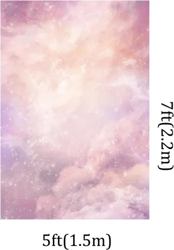 Vista 2 de Kate Fondos de fotografía de cielo de nube rosa de 5 x 7 pies, fondo abstracto de ensueño con manchas blancas para decoración de fotos