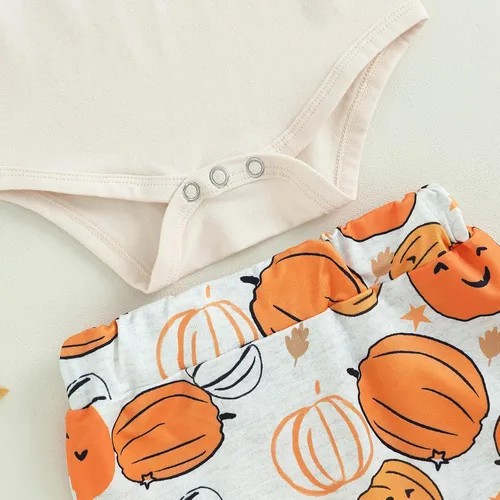 Vista 6 de FIOMVA My First Halloween Outfits Recién Nacido Bebé Niña Niño Calabaza Enterizo Enterizo + Pantalones Largos Sombrero Conjunto Lindo Otoño Invierno