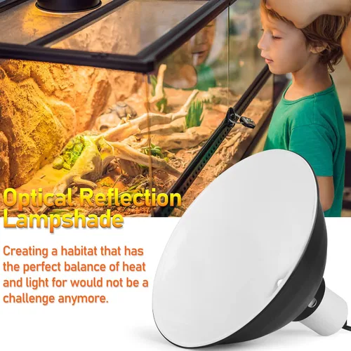 Vista 6 de Lámpara reflector de reptiles, lámpara de cúpula de aluminio pulido profundo de 8.5 pulgadas para terrarios de vidrio de reptiles, compatible