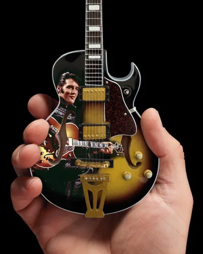 Vista 2 de Axe Heaven Elvis Presley '68 Special de Cuerpo Hueco Réplica de Mini Guitarra Licenciada (EP-361)