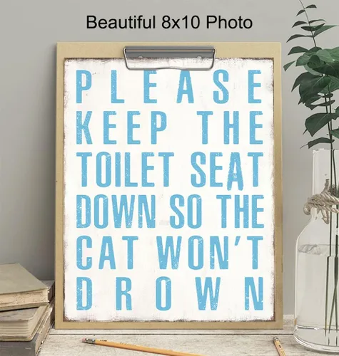 Vista 3 de Decoración de baño de gato, arte de pared de gato, decoración de pared de gatito, póster de gatito de 8 x 10 pulgadas, regalos lindos para amantes