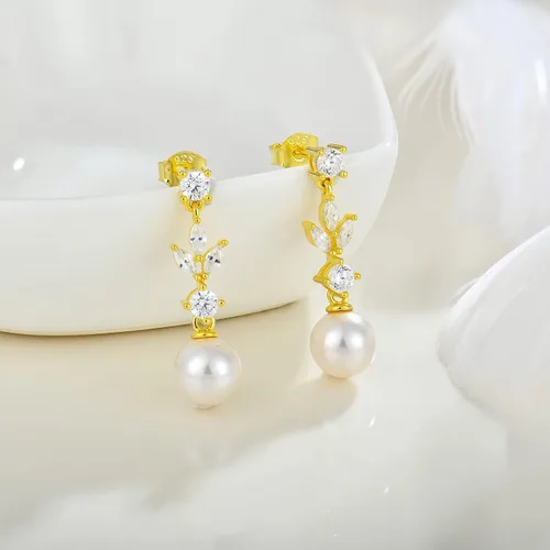 Vista 2 de Aretes de plata de ley 925 para mujer, aretes colgantes y colgantes con circonita cúbica 5A para mamá, madre, esposa, hija, abuela, joyería de regalo
