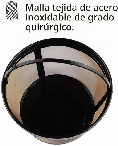 Vista 4 de Filtro de café permanente con estilo canastilla para cafeteras Mr. Coffee de 10 a 12 tazas, 4, Dorado/Negro