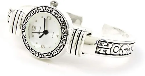 Vista 3 de STC Reloj de pulsera decorado estilo occidental plateado para mujer