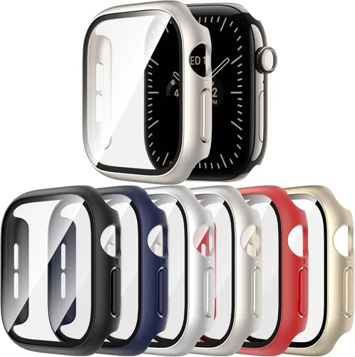 Vista 12 de 6 Pack de fundas rígidas de PC con protector de pantalla de vidrio templado para Apple Watch 40mm SE 3/SE (2ª Gen) Series 6/SE/5/4, Rontion - Funda