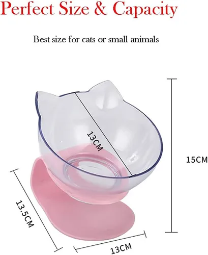 Vista 7 de Luck Dawn Cuenco elevado para gatos con soporte elevado, diseño inclinado de 15 grados, soporte protector de cuello elevado para alimentos