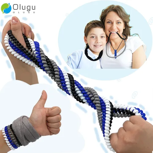 Vista 3 de Collares masticables para niños sensoriales, paquete de collar masticable para niños, niñas y adultos con autismo, TDAH, SPD, juguetes sensoriales