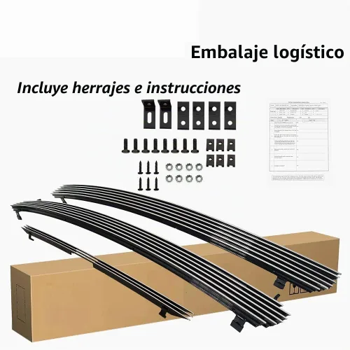 Vista 5 de Insertos de parrilla frontal compatibles con 99-02 Silverado 1500/00-06 Tahoe/Suburban, parrilla principal superior de billete cromado 2000 2001