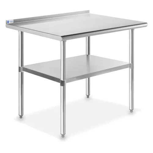 Vista 10 de Gridmann Mesa de cocina comercial para trabajo y preparación de alimentos de acero inoxidable, con protector contra salpicaduras de 30 pulgadas x 24