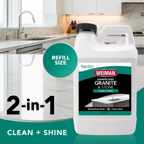 Vista 3 de Weiman Desinfectante Granito y Piedra Diario Limpiar y Brillar, 64 Oz Recarga, 2 Pack